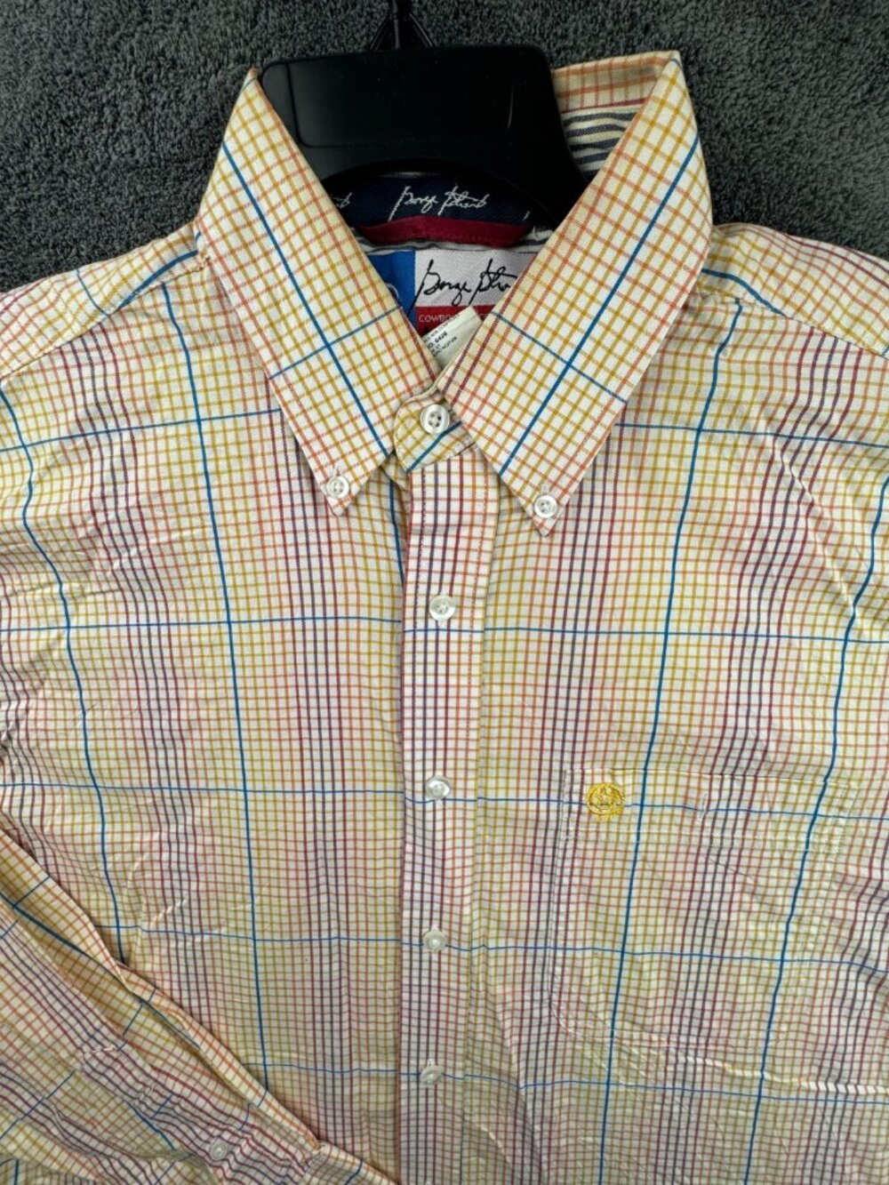 Wrangler George Strait Cowboy Cut Long Sleeve Button Up Shirt Orange Yellow